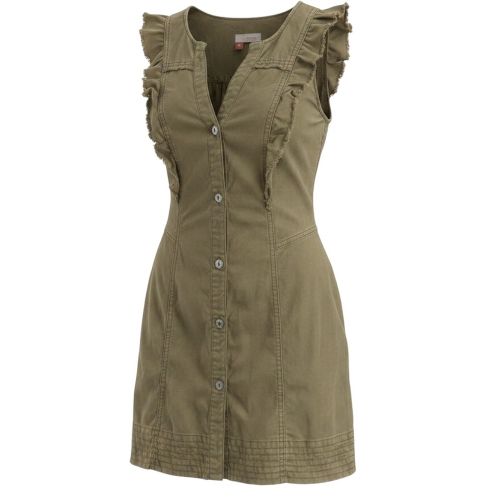 Pilcro and the Letterpress Olive Khaki Cotton Ruffle Utility Tunic Dress SP